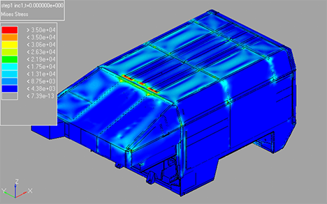 Figure 3 – FEA predicts stresses on HMMWV Ambulance Body