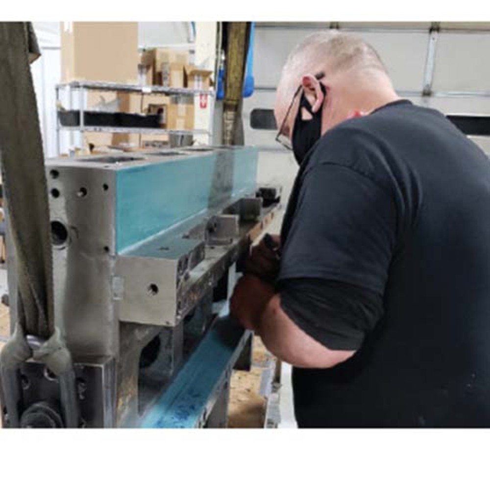 Trucite Replacement and Scraping - AMD&E Expert technicians are masters at refurbishing machine slide ways and saddles to better than new conditions. Applying new Turcite and hand scraping ensures that machines are accurately aligned and precise.